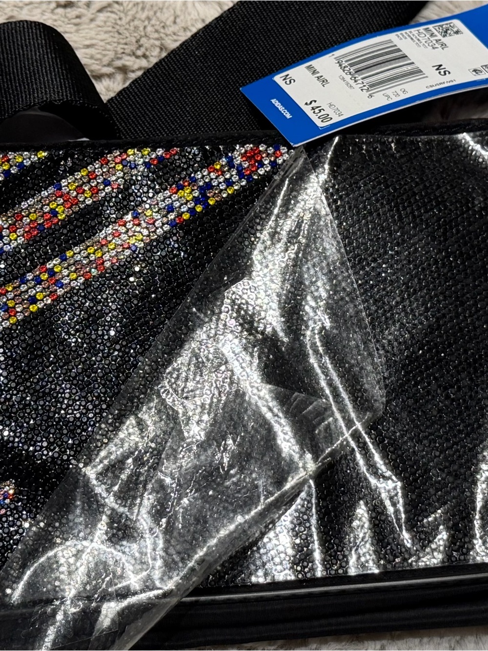 NWT Adidas Mini Airl Crossbody Bag with Multicolor Rhinestone Accent